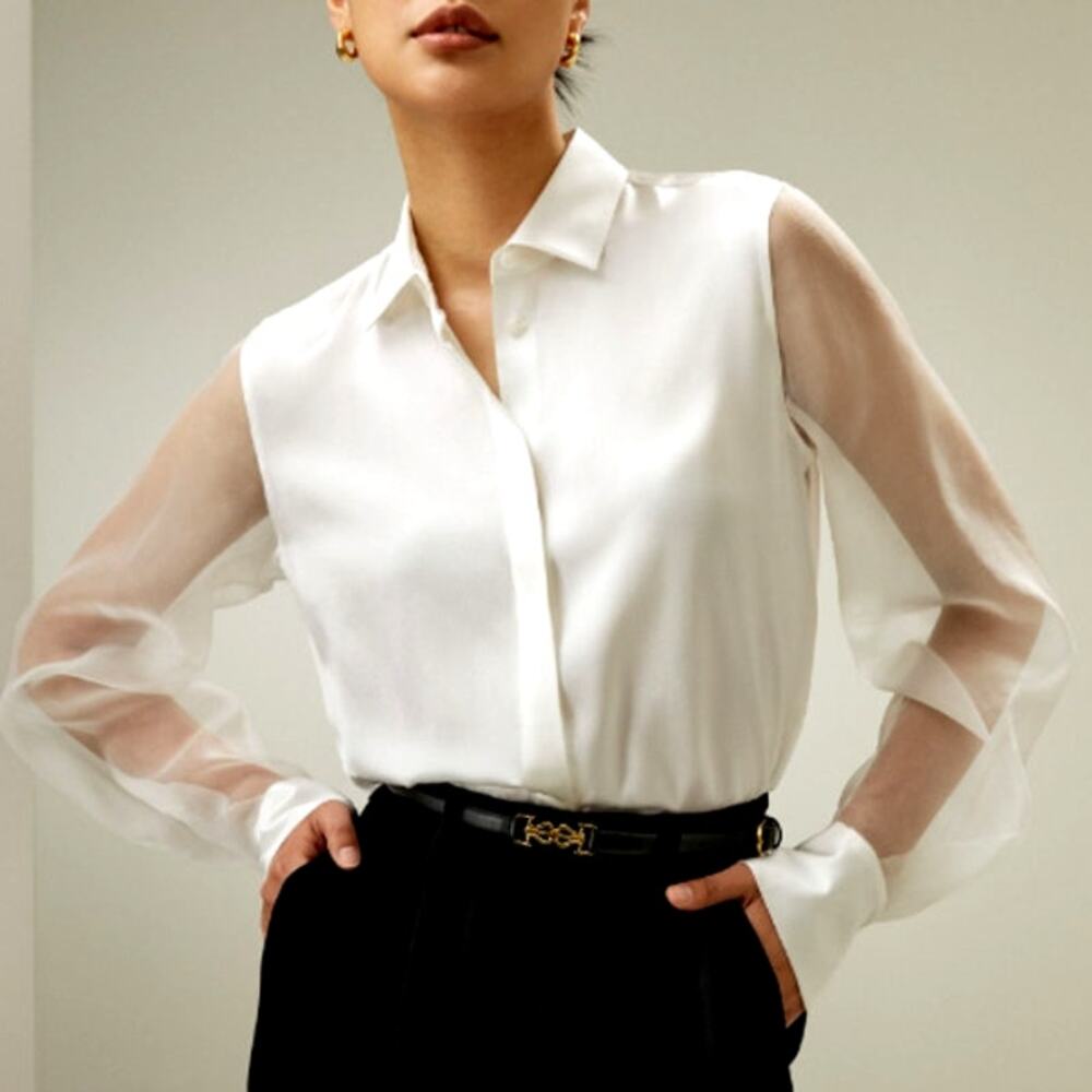 Lilysilk Ethereal Silk Shirt Natural White Size XS